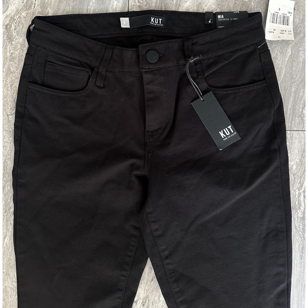KUT From The Kloth Mia Toothpick Skinny Pants Women's 6 Black Ponte NWT 0126 - Picture 2 of 12